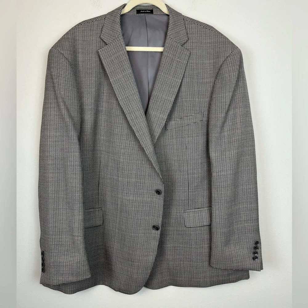 Jean Paul Germain Sport Coat LONDON Blazer Men’s 54R Gray Wool Houndstooth